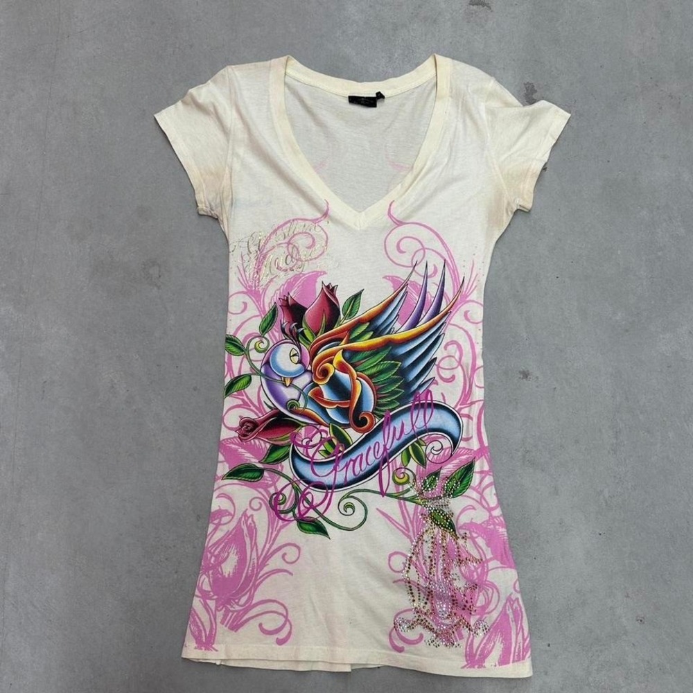 Insane Y2K T-Shirt Dress - Christian Audigilier - Ed Hardy - Size M/L